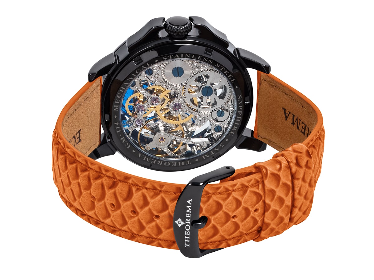Open back where all the gears of the mechanism are visible to the wearer.