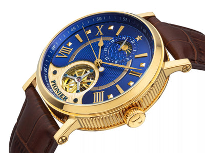 Open heart design with sun and moon phase and gold color crown.