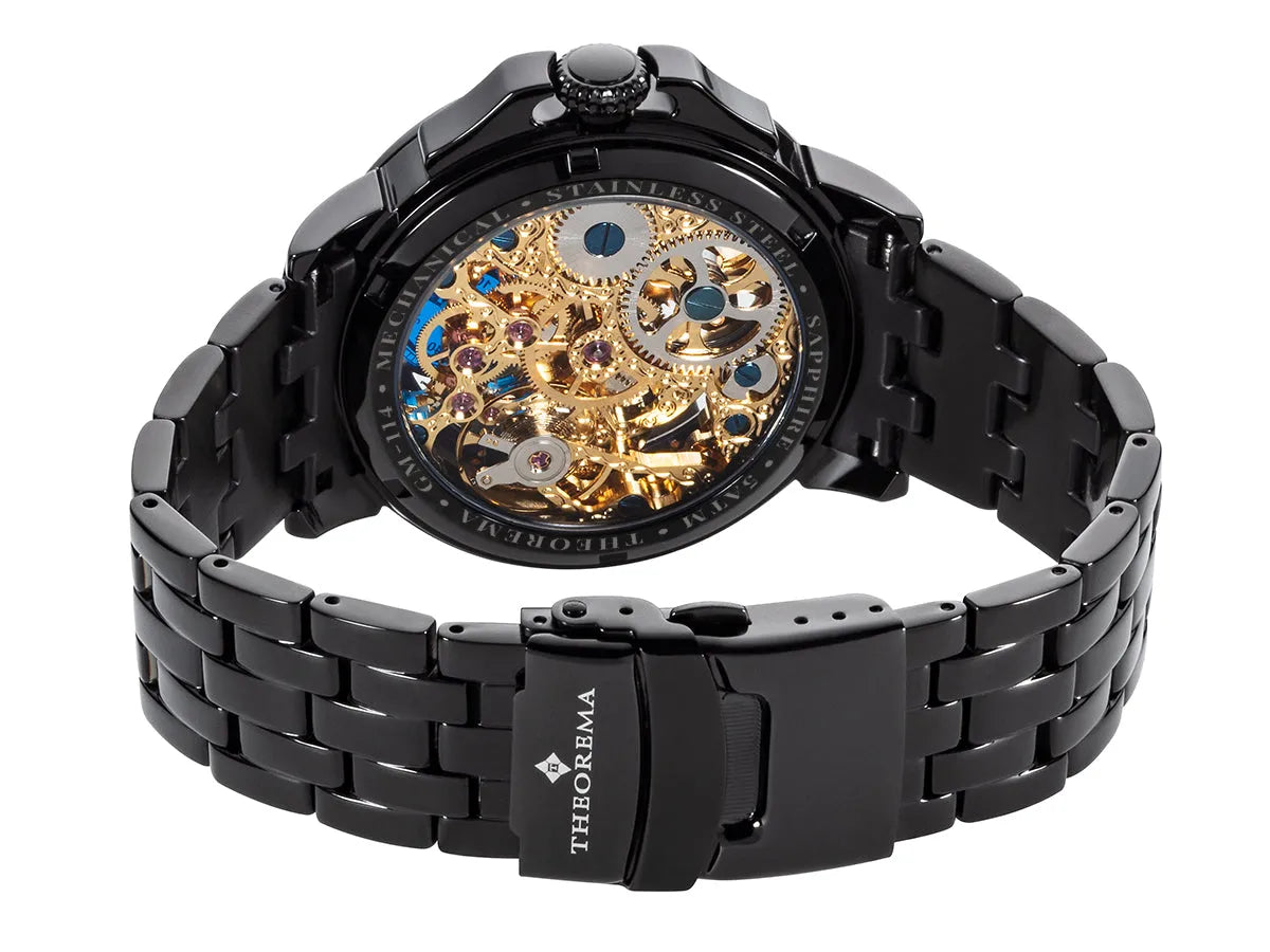 Open back case with see through movement with standard buckle stainless steel band.