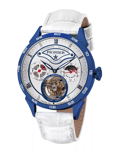 Geneva Automatic Tourbillon Pionier watch with Roman and Arabic numerals.