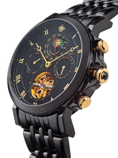 Gold color buttons with an open heart design at 6 a clock that showcases the gold color mechanism.