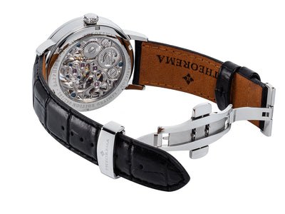 Open back case to see tourbillon mechanism and deployment clasp for the band.