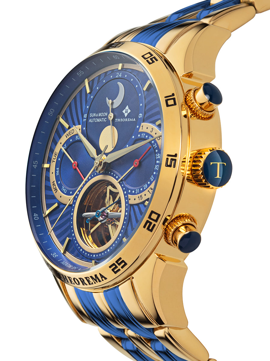 Stick indexes inside on the dial and Arabic numerals on the case.