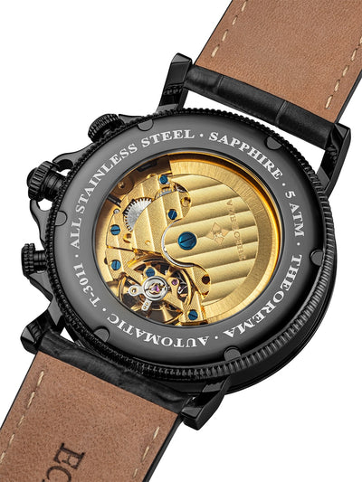 Automatic all stainless steel with sapphire glass and 5 ATM by Theorema.