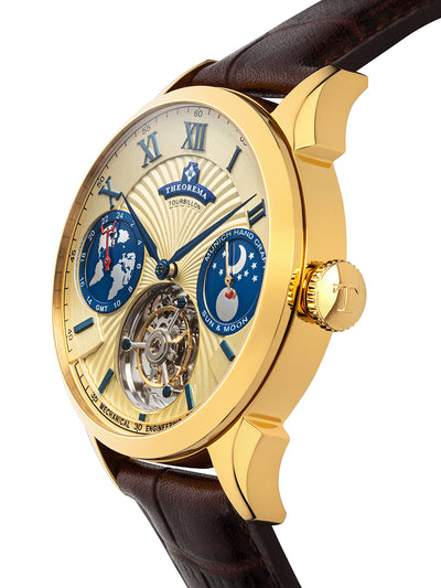 Mechanical engineering tourbillon by Theorema Germany all gold color case.