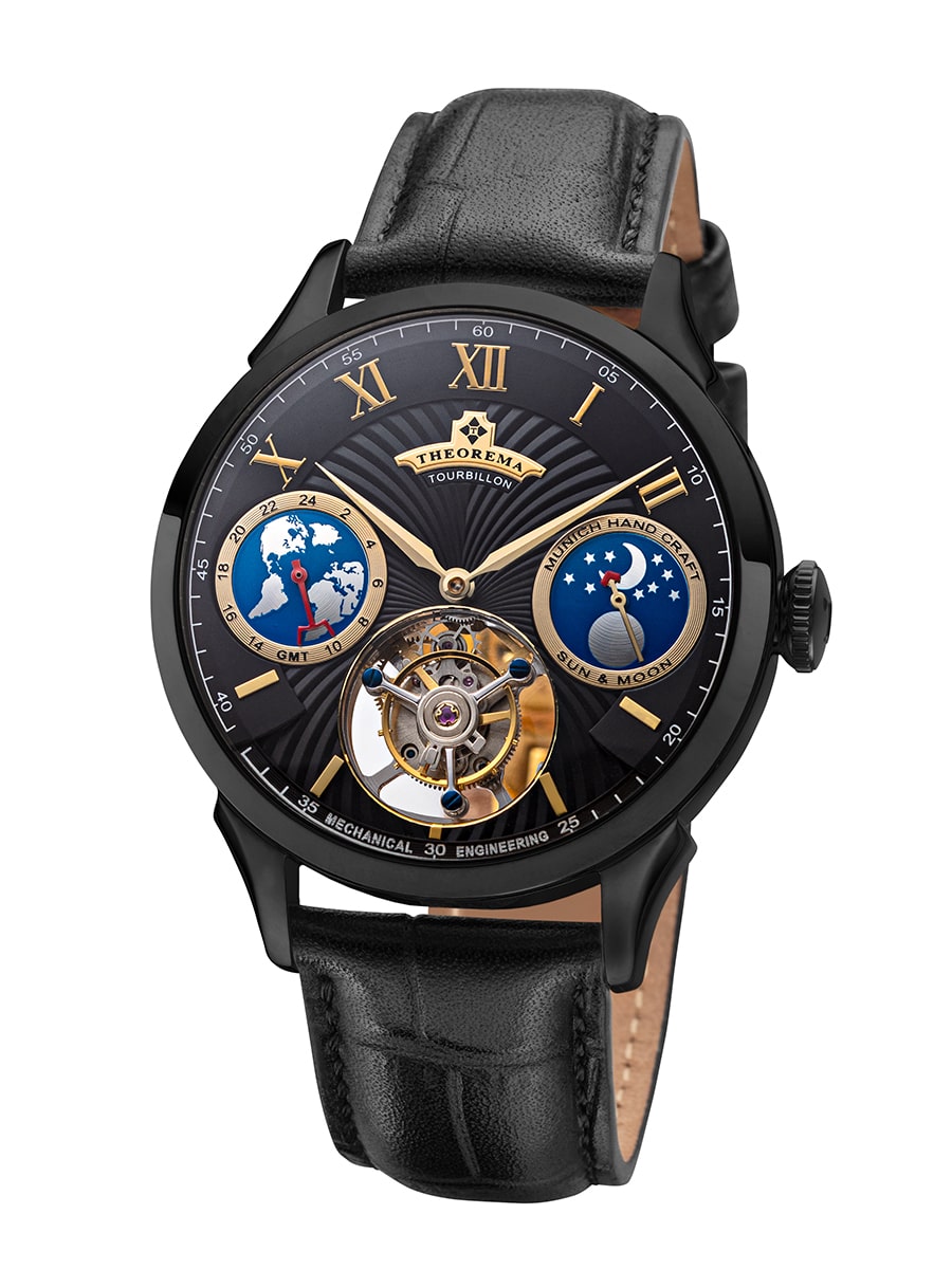 Theorema tourbillon with sun and moon phase all black case.