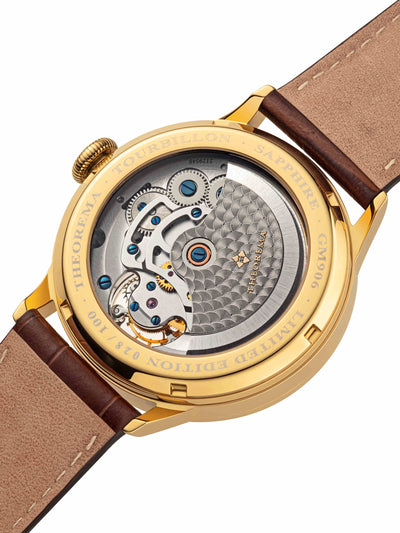 Open back with perlage carvings on the automatic rotor. Fully open back with sapphire to allow the view of the gears.